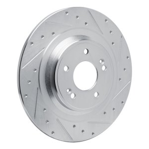 Hyundai SANTA FE Brake Rotor (1) - Rear Right - R1 Concepts - Drilled & Slotted - Silver - `22-`25